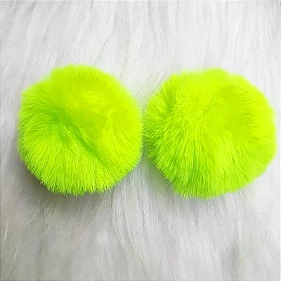 50 Uni Pompom Pelúcia 7cm Pelo Verde Neon - Man Aviamentos