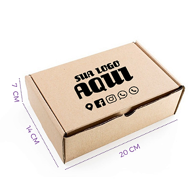 CAIXA DE PAPELÃO 20x14x7 CM PERSONALIZADA 100 unidades