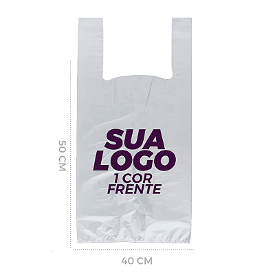 SACOLA ALÇA CAMISETA 40x50x0,05 (Branco/Preto)