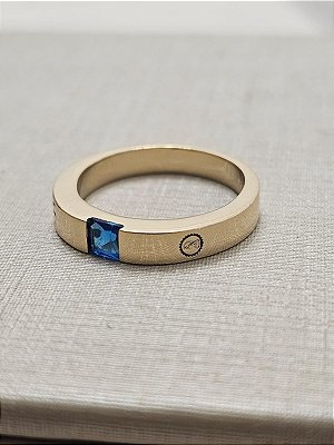 Anel Unissex Ouro 18k Pedra 4x4mm Natural