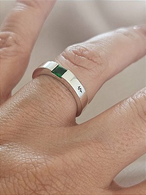 Anel Unissex  Prata Pedra 4x4mm zirconia