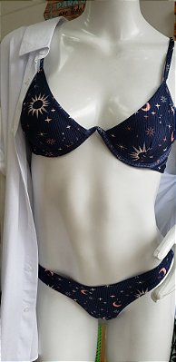 Conjunto Biquíni top aro + calcinha asa delta estampa MYSTIC Tamanho M