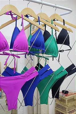 Conjunto Biquíni top cortininha + calcinha duas tiras