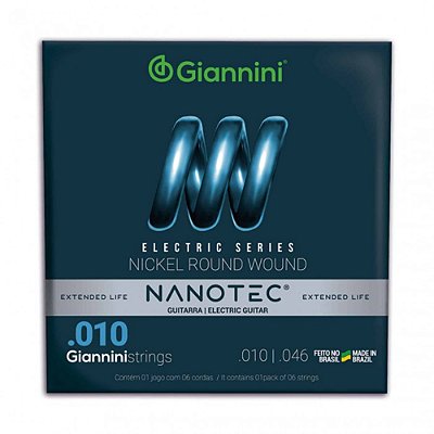 Encordoamento Giannini  Guitarra GEEGST-PN Protetiva NANOTEC 010