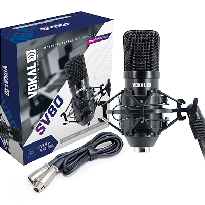 Microfone Vokal  Sv-80x Xlr para Gravação