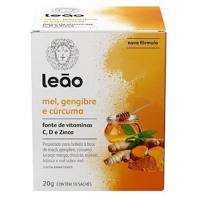 Vitamínico Leão - Mel, Gengibre e Cúrcuma 10 Sachês