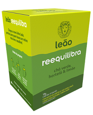 Leão Funcionais Reequilibra - Chá Verde, Hortelã e Limão 10 Sachês
