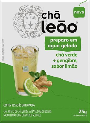 Chá Leão Água Gelada - Chá Verde Gengibre e Limão 10 Sachês