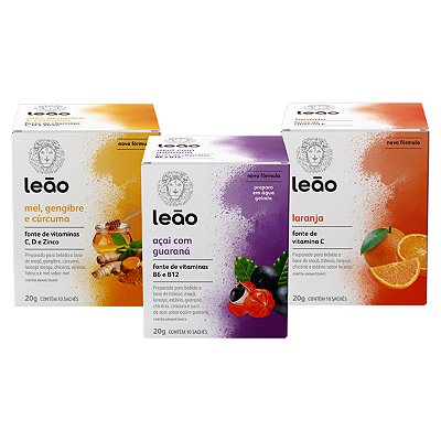 Combo Vitamínicos Leão - 3 Sabores 30 Sachês