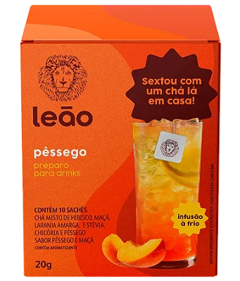 Preparo para Drinks Leão sabor Pêssego - 10 Sachês