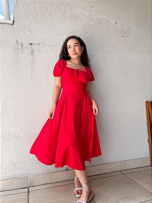 Vestido acinturado com amarração Talita