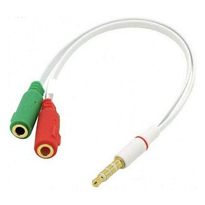 Adaptador de cabo de audio 2 x P2 F para 1 x P3 M 5+ branco (018-6046)