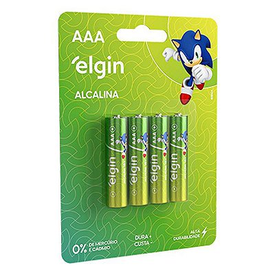 Pilha AAA alcalina 1.5V Elgin LR03 (Blister com 4)