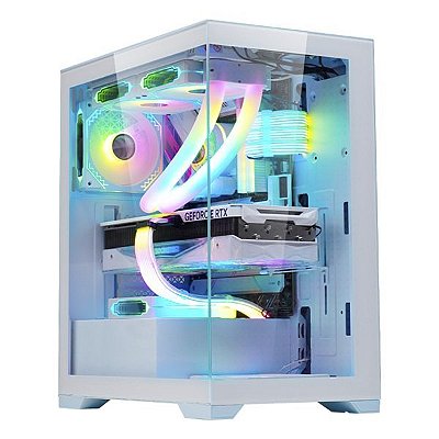 Gabinete gamer K-MEX Aquário Poseidon branco CG-W1G4