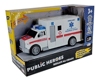 Ambulância de Fricção 1:20 com Luz e Som - Shiny Toys