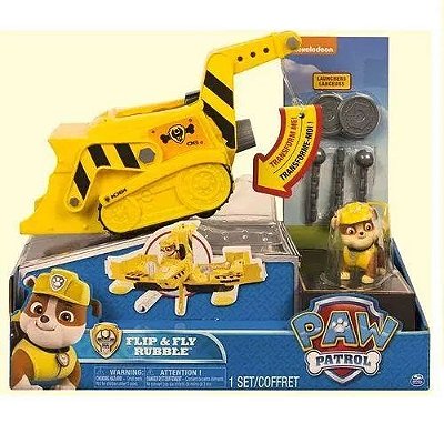 Veiculo E Figura Patrulha Canina 1376 - RUBBLE FLIP & FLY 2 EM 1