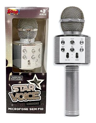 Microfone Karaoke Bluetooth PRATA ZOOP