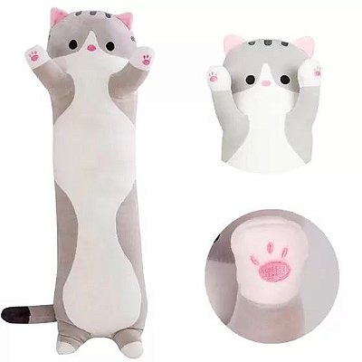 Pelucia Gato Salsicha Cushion Cinza 70cm - Fun