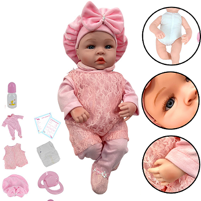 BK Cinza Boneca Bebe Real Reborn Realista Menina Mundo Brinquedos