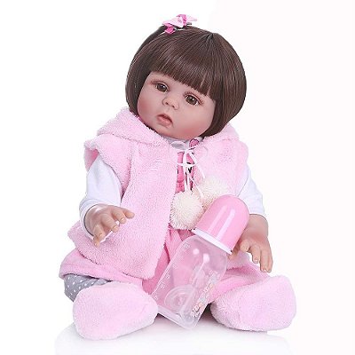 Bebe Reborn Menina Girafinha Valentina 45 cm - Corpo 100% Vinil