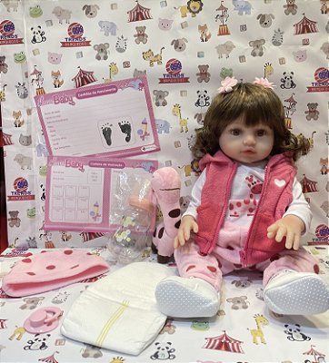 Roupa Para Boneca Bebê Reborn Com Casaco Rosa - Shiny Toys