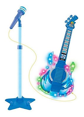 Guitarra C/ Microfone Pedestal Show E Diversão - Dm Toys