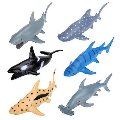 Kit Animais Marinhos com 6 Baleia Tubarao 889