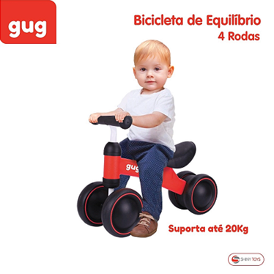 Bicicleta sem Pedal  De Equilíbrio Infantil 4 Rodas Vermelha