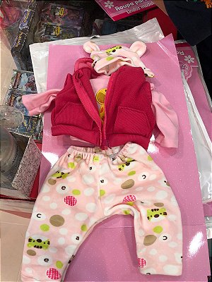 Roupa Para Boneca Bebê Reborn Com Casaco Rosa - Shiny Toys