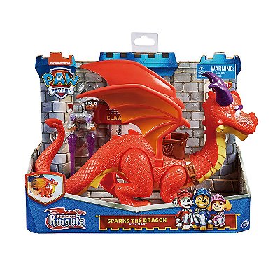 Boneco Patrulha Canina Knights Dragão Sparks e Claw