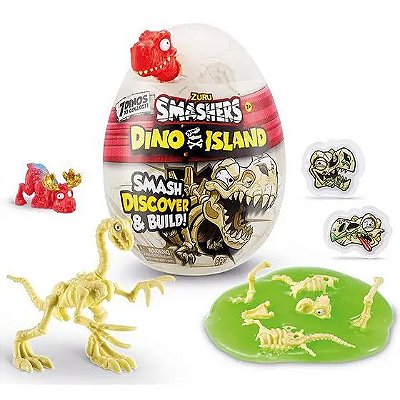 Smashers Dino Island Ovo Pequeno Vermelho 6 Surpresas F0120 - Fun