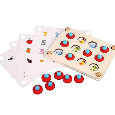 Jogo da Memoria de Madeira - Shiny Toys Brinquedo Montessori