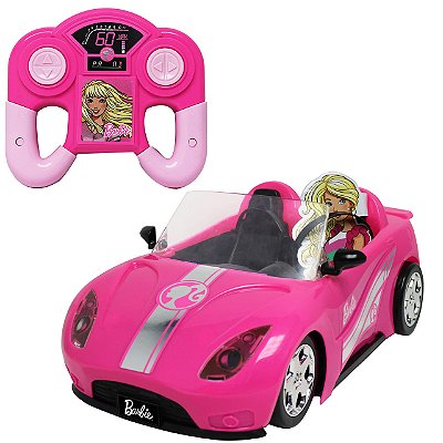 Carrinho de Controle Remoto Barbie Rosa Deluxe - 7 Funções Candide