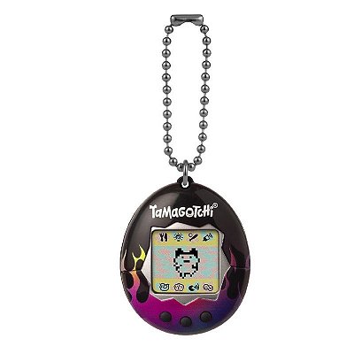 Bichinho Virtual Tamagotchi Preto com Chamas  - Bandai