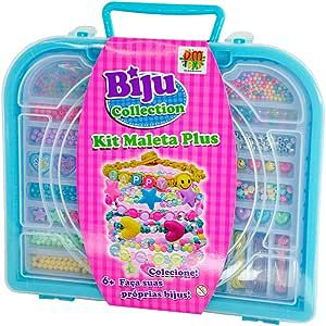 Kit Bijuteria para fazer Pulseiras com Miçangas Maleta Grande Azul