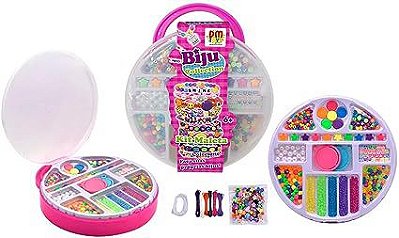 Kit Bijuteria para fazer Pulseiras com Miçangas Maleta Rosa