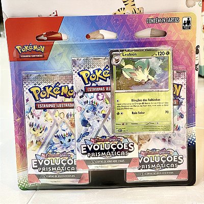 Cartas Pokémon Blister Triplo Evoluções Prismáticas Leafeon *