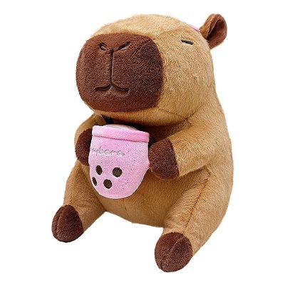 Pelucia de Capivara com Bubble Tea 30 cm