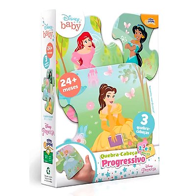 MEU PRIMEIRO QUEBRA CABECA PRINCESAS DISNEY 2 ANOS 3 EM 1