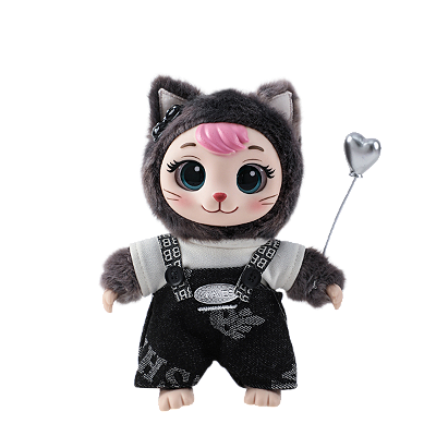 BONECA PELUCIA CHAVEIRO GATINHA LAMIMI OLIVIA CINZA BALAO 9163-11