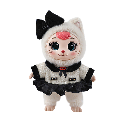 BONECA PELUCIA CHAVEIRO GATINHA LAMIMI BRANCO VESTIDO LUCKY 9163-07