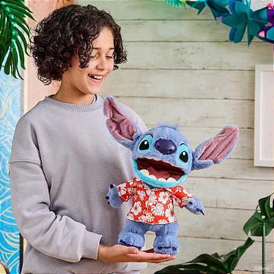 Pelucia Disney Stitch Havaiano Interativo e Realista 30cm - Stitch - Fantoche
