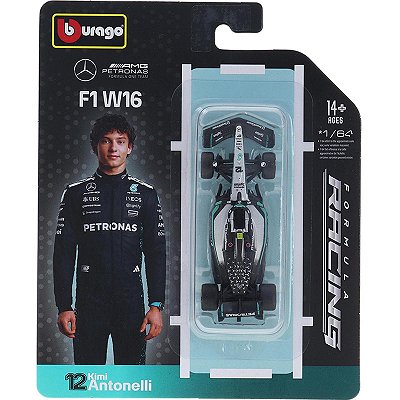 Miniatura Carro Formula 1 Mercedes Kimi Antonelli 1:64 Bburago