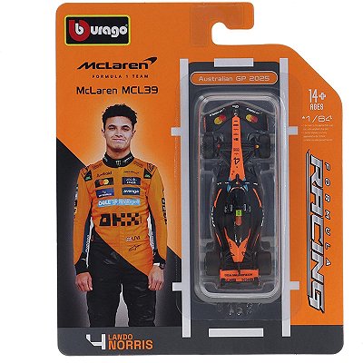 Miniatura Carro Formula 1 Mclaren Lando Norris 1:64 Bburago