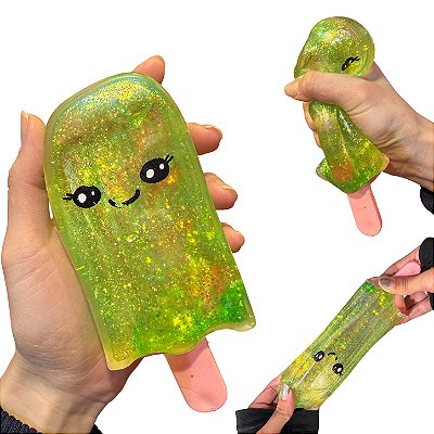 Squishy Picole Glitter de Apertar Anti estresse Sensorial