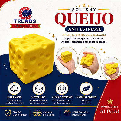 Squishy Queijo Antiestresse Brinquedo Sensorial Apertar