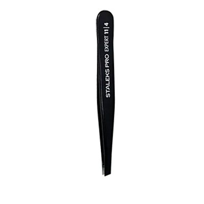 Pinça de Sobrancelha Staleks Pro - TE-11-4- Preta - Chanfrada