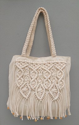 Ecobag com macramê mod 1