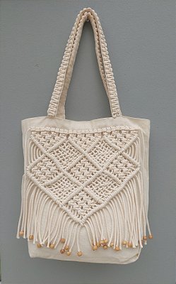 Ecobag com macramê mod 2