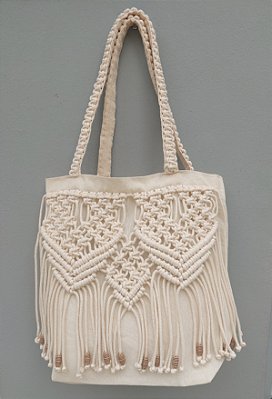 Ecobag com macramê mod 3